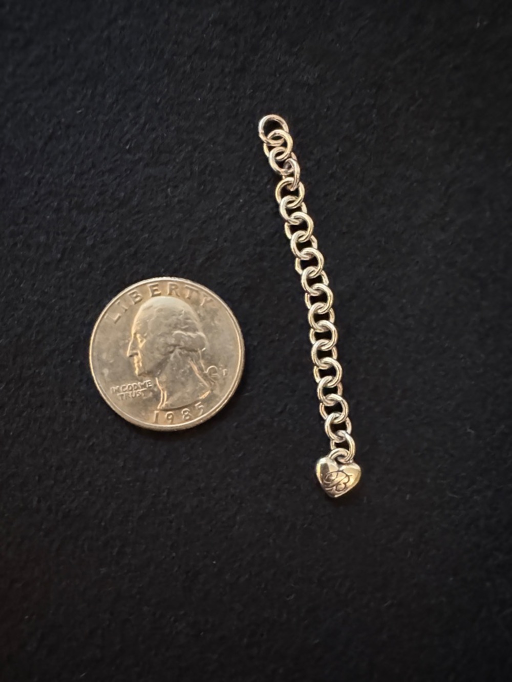💜Brighton Silver-Tone Tiny Chain Bracelet Extension with Heart Charm - Picture 3 of 10